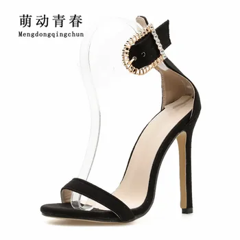 2019 New Summer Women Sandals Big Buckle Open Toe High Heeled Shoes Beige Black Crystal Rhinestones Casual Dress Women Pumps
2019 New Summer Women Sandals Big Buckle Open Toe High Heeled Shoes Beige Black Crystal Rhinestones Casual Dress Women Pumps