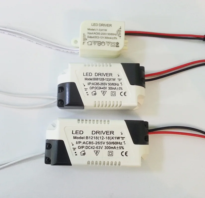 

free shipping 1W/3W/5W/7W/9W/12W/15W/18W/21W/24W constant current 300mA led downlight transformer led panel light drivers