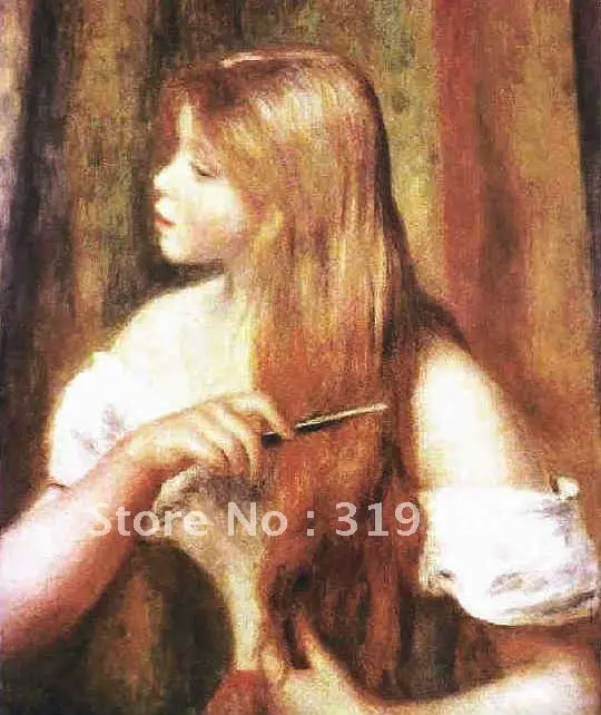 

Oil Painting Reproduction on linen canvas,young girl combing her hair by pierre auguste renoir, Free Shipping,handmade
