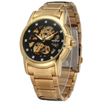 Top Luxury Brand WINNER Men Gold Case Automatic Watch Mechanical Sketeton Clock Diamond Dial Full Steel Band Male Wristwatches
Top Luxury Brand WINNER Men Gold Case Automatic Watch Mechanical Sketeton Clock Diamond Dial Full Steel Band Male Wristwatches