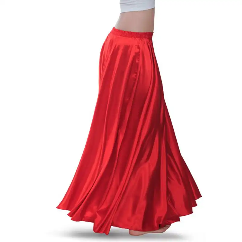 red silk maxi skirt