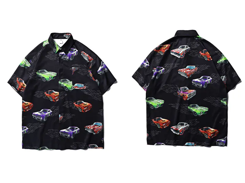 Racing Cars Fire Flame Print Shirts 1