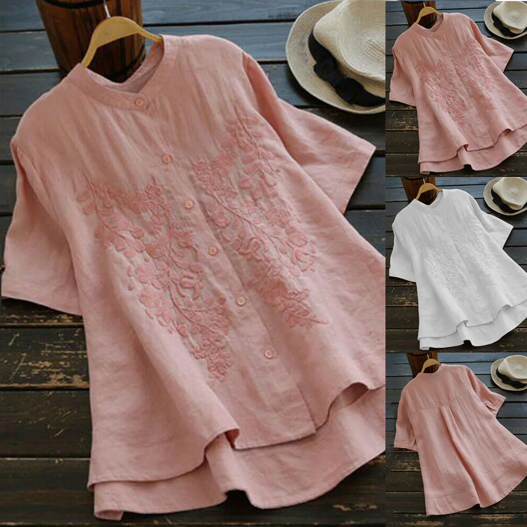 2019 New Popular Women Casual Plus Size S-5XL Tops Embroidery Solid Shirt Vintage Button Loose Girl‘s Top Haut de chemise femme
2019 New Popular Women Casual Plus Size S-5XL Tops Embroidery Solid Shirt Vintage Button Loose Girl‘s Top Haut de chemise femme