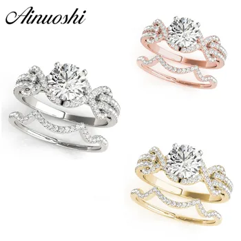 AINUOSHI Luxury 925 Sterling Silver Women Wedding Ring Set White Gold Yellow Gold Rose Gold Color 1ct Round Wave Bridal Rings
AINUOSHI Luxury 925 Sterling Silver Women Wedding Ring Set White Gold Yellow Gold Rose Gold Color 1ct Round Wave Bridal Rings