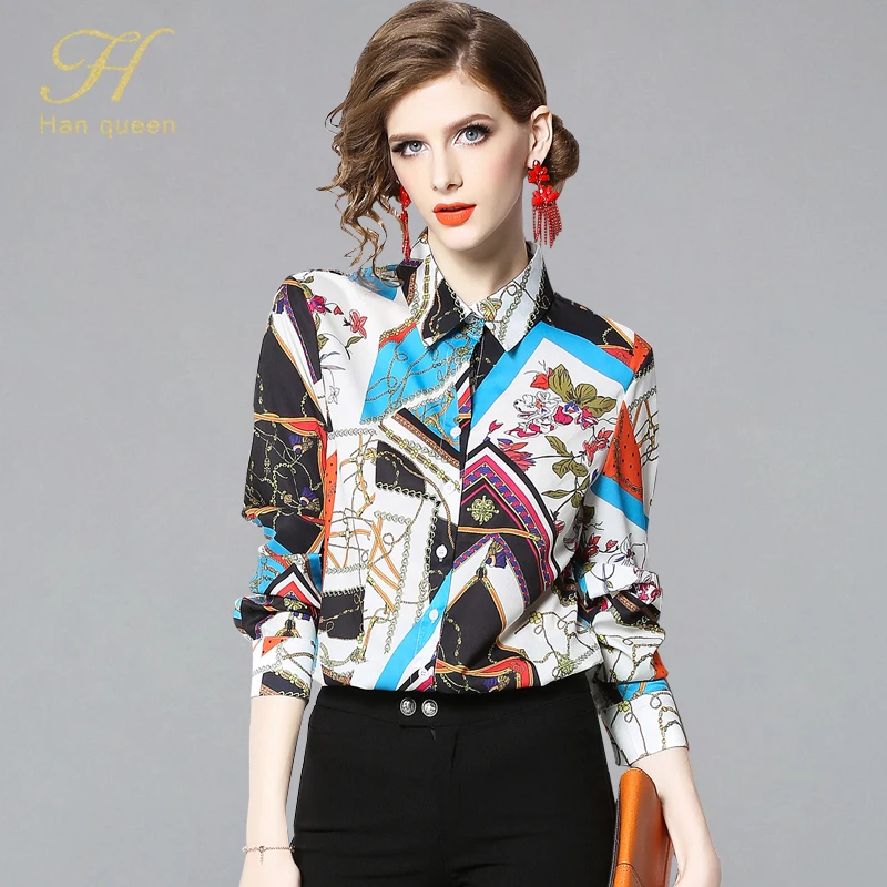 H Han Queen 2019 Spring Women Business Shirts Elegant Print OL Office Work Blouses Casual Vintage Chiffon Top Blousa Plus Size
H Han Queen 2019 Spring Women Business Shirts Elegant Print OL Office Work Blouses Casual Vintage Chiffon Top Blousa Plus Size