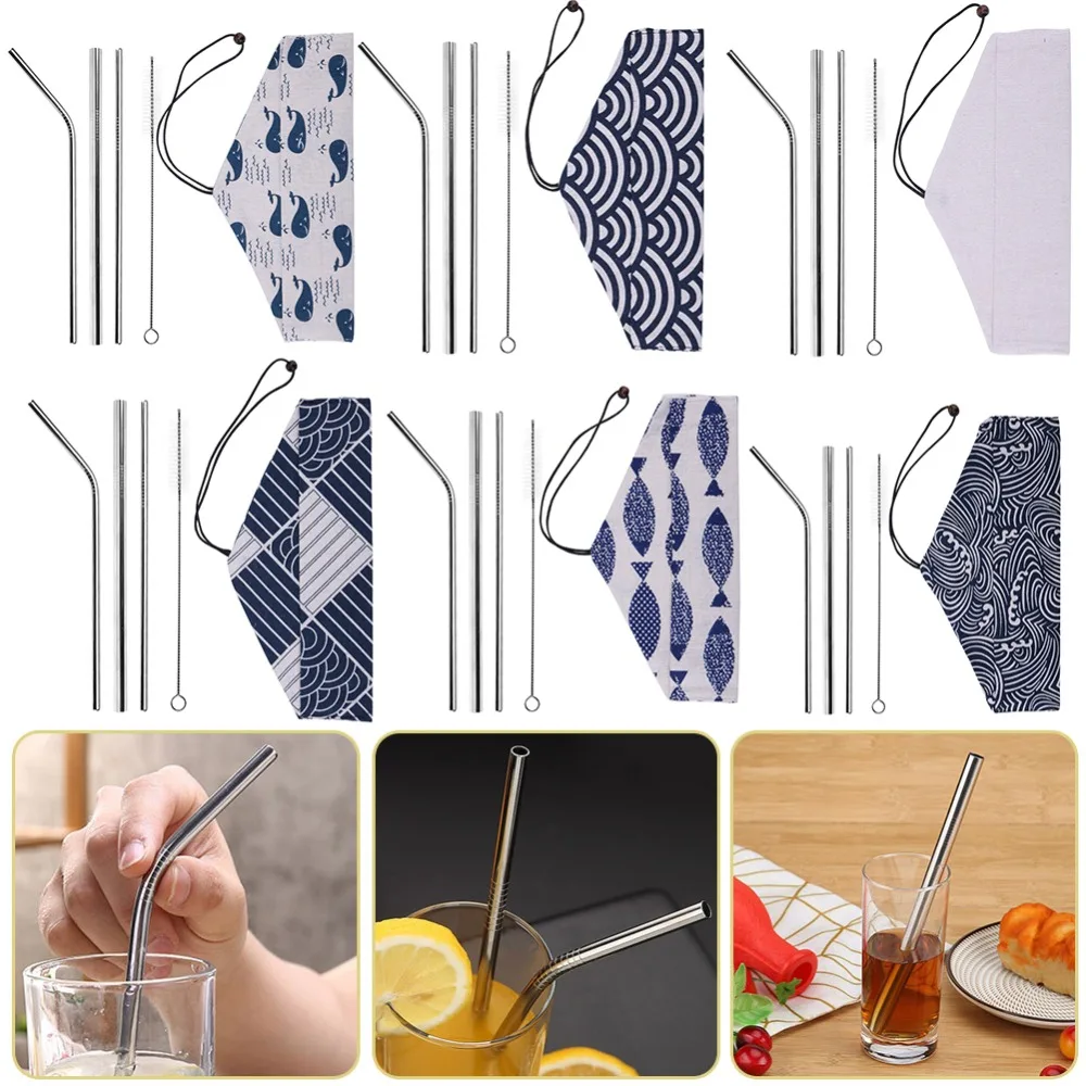 5pcs Straws sets Reusable Stainless Steel Straight Bent Straws With Cleaning Brush Set Bar Coffee Milk Drinking Accessories
5pcs Straws sets Reusable Stainless Steel Straight Bent Straws With Cleaning Brush Set Bar Coffee Milk Drinking Accessories