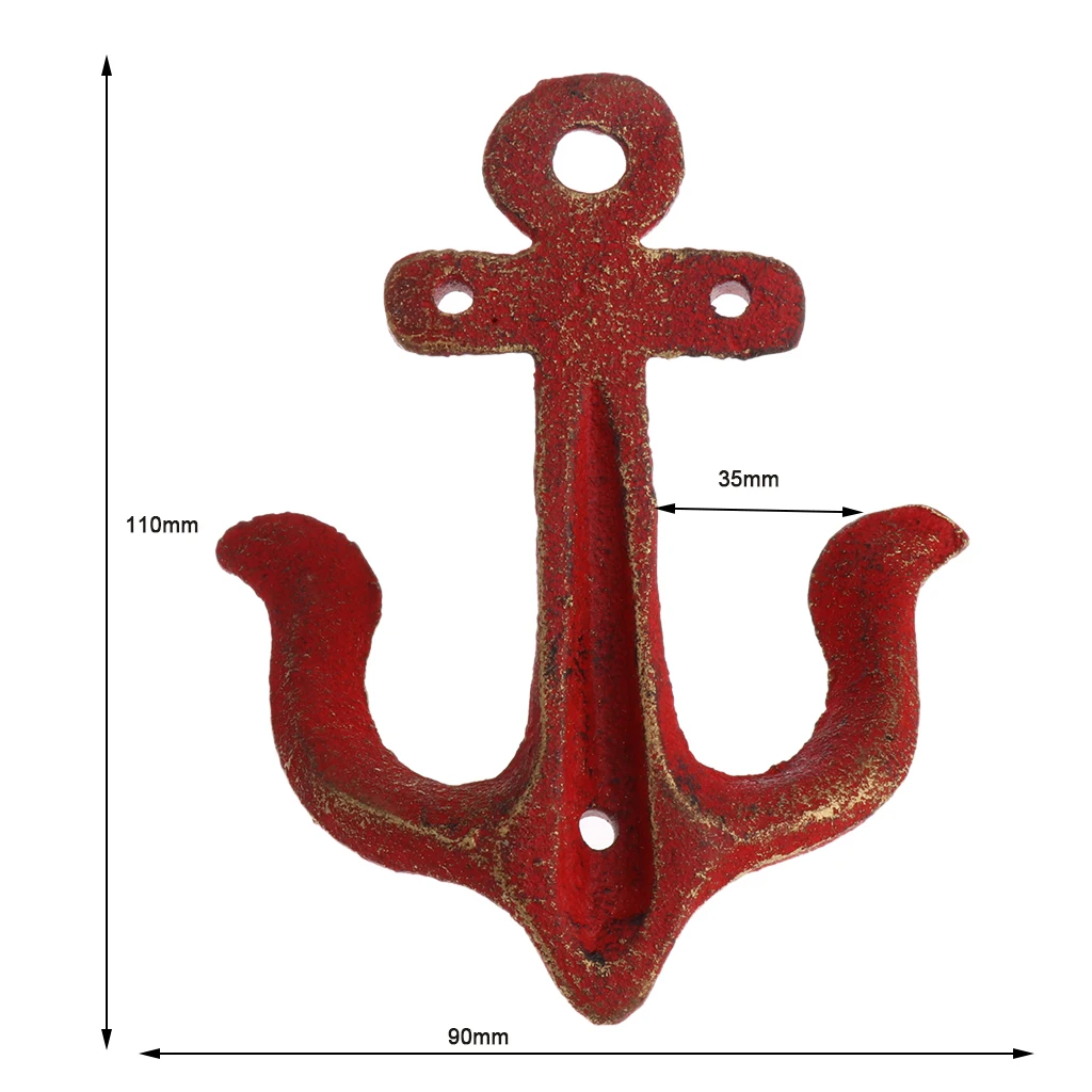 Metal Anchor Hooks Wall Door Mounted Clothes Towel Hat Key Hanger White Red Blue Brown andcrafted classic antique cast iron