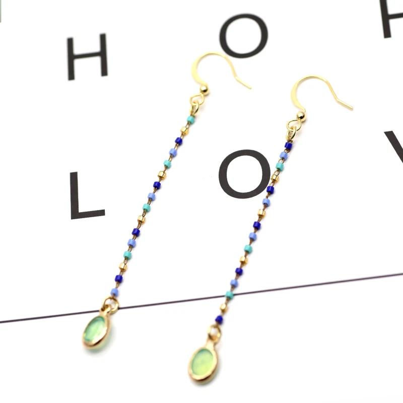 Single long tassel earring 008