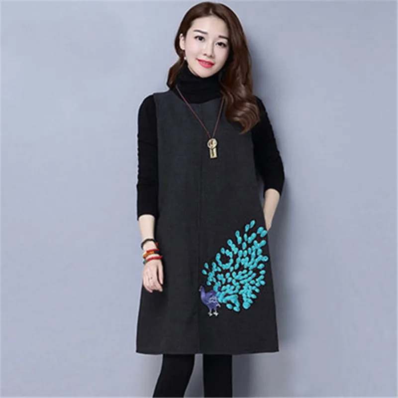 2018 Autumn Winter New Women's Vest Wool Dress Fashion Sleeveless Embroidery Floral Dress A1396
2018 Autumn Winter New Women's Vest Wool Dress Fashion Sleeveless Embroidery Floral Dress A1396