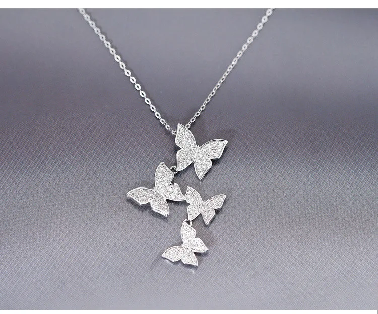 925 Sterling Silver Jewelry AAA Zircon CZ Necklace Wedding Choker Necklace Women Multiple Butterfly Necklaces & Pendants
925 Sterling Silver Jewelry AAA Zircon CZ Necklace Wedding Choker Necklace Women Multiple Butterfly Necklaces & Pendants