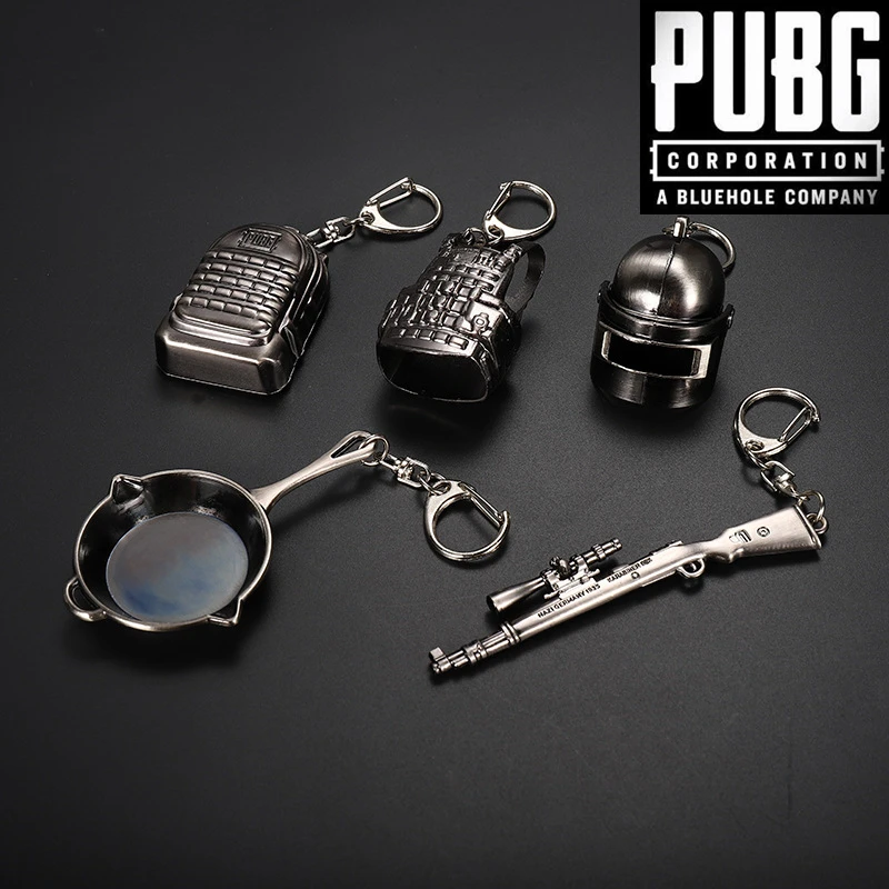 

Game Playerunknown's Battlegrounds PUBG Cosplay Props Level 3 Helmet knapsack Saucepan Weapons Armor Keychain Metal Key ring