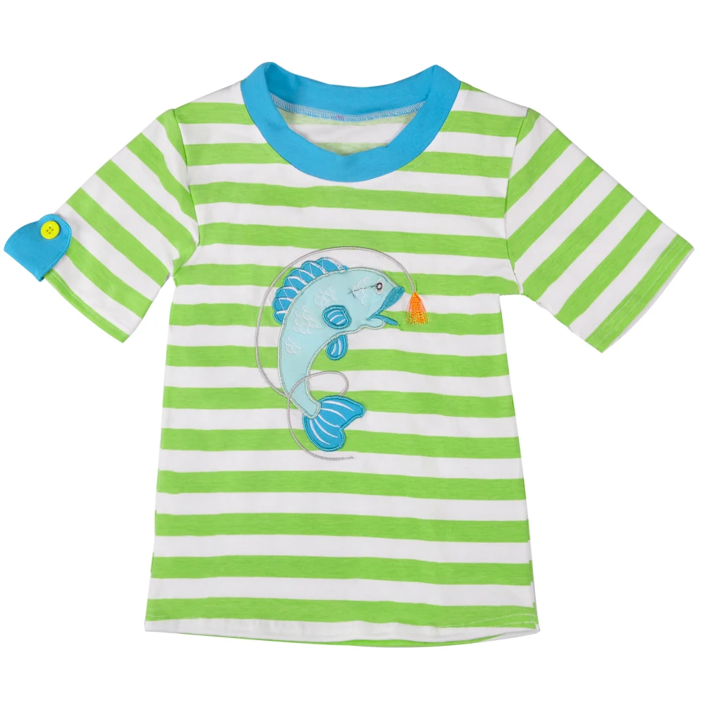 Fish Pattern Newborn Baby Remake Boutique Cotton Boy Green Stiple And Embroidery Clothing Top T-shirt clothing BSY802-015
Fish Pattern Newborn Baby Remake Boutique Cotton Boy Green Stiple And Embroidery Clothing Top T-shirt clothing BSY802-015