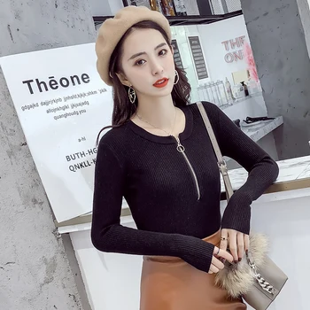 chic zipper Sweater 2018 NEW Autumn winter Women Sweater pullover sexy female sweater o-neck Knitted Slim pullovers female pull
chic zipper Sweater 2018 NEW Autumn winter Women Sweater pullover sexy female sweater o-neck Knitted Slim pullovers female pull