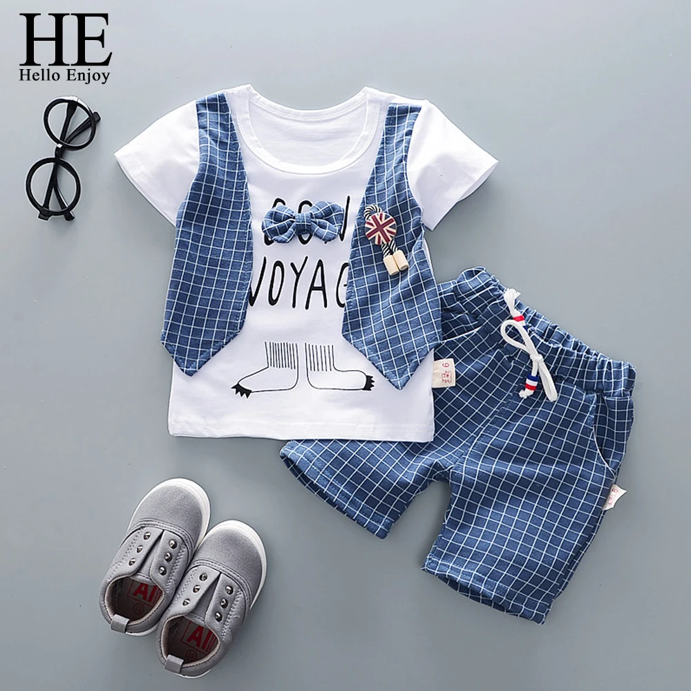 HE Hello Enjoy Summer Children Boys Clothes Kids Gentleman Bowknot T-Shirt Plaid Shorts 2pcs/Sets Toddler Fashion Clothing Baby
HE Hello Enjoy Summer Children Boys Clothes Kids Gentleman Bowknot T-Shirt Plaid Shorts 2pcs/Sets Toddler Fashion Clothing Baby