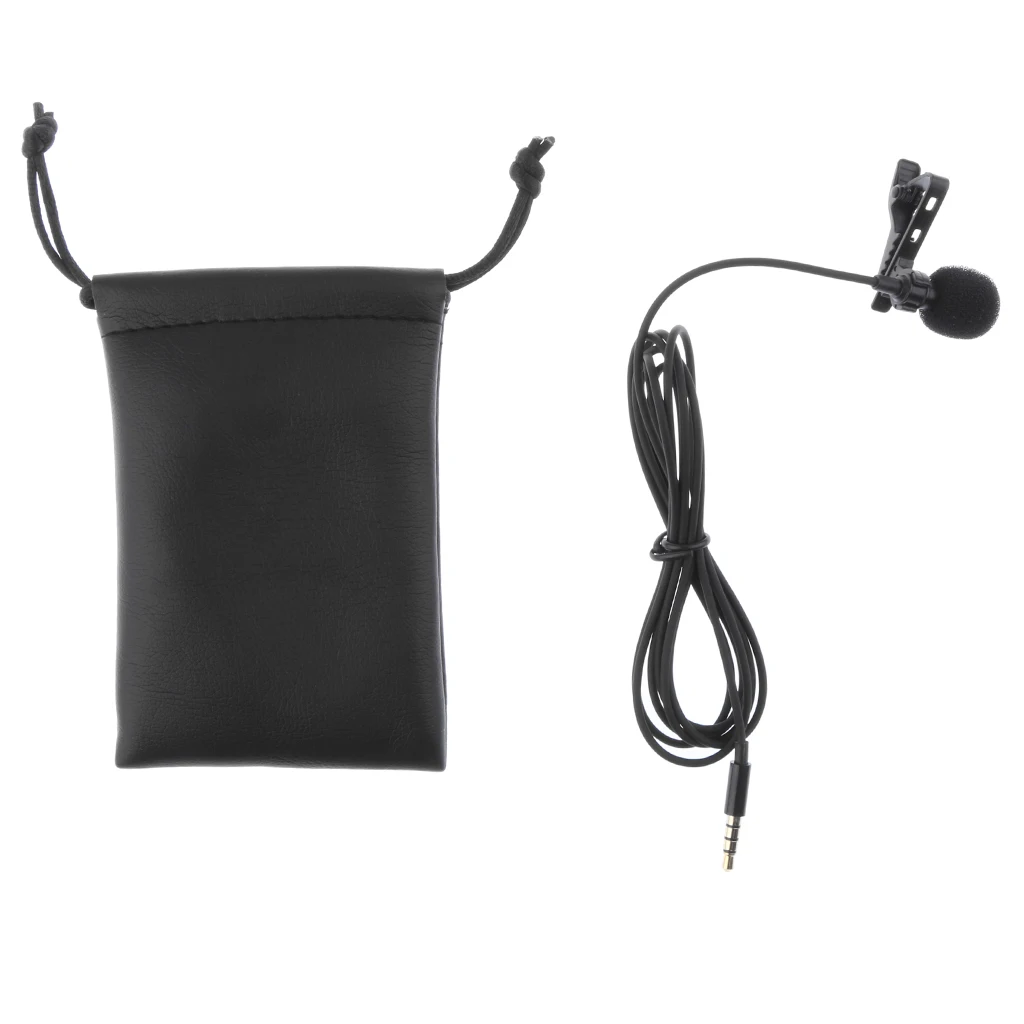 Wired 3.5mm Lapel Lavalier Microphone Condenser Mic with Small Bag for Audio Smartphone Recording
