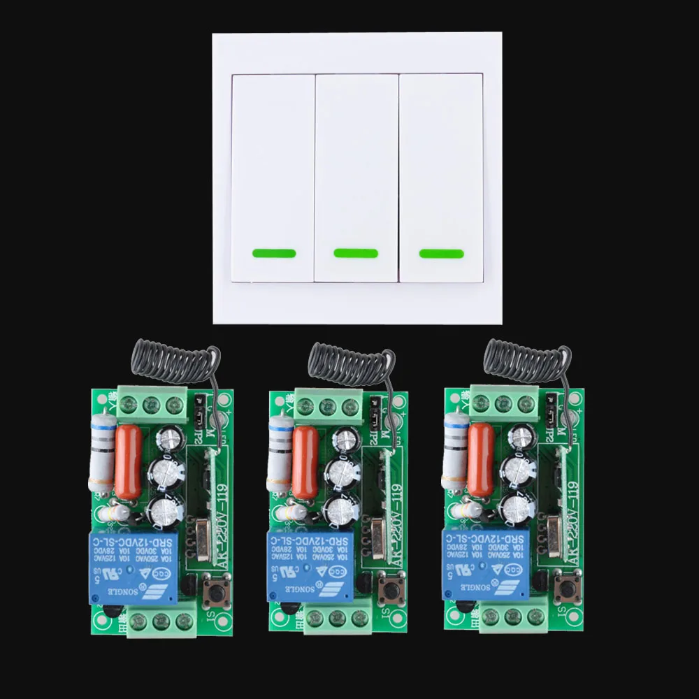 AC 220V 10A Ceiling Lamp Light LED Remote Control Switch Wireless Wall Pannel Transmitter Input Output RF 3Receiver Smart Home
AC 220V 10A Ceiling Lamp Light LED Remote Control Switch Wireless Wall Pannel Transmitter Input Output RF 3Receiver Smart Home