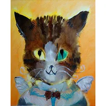 Hot Sale Cat DIY Digital Paint Oil Painting Number Digital Canva Wall Picture Living Room Cafe Bar Decor Print Poster free ship