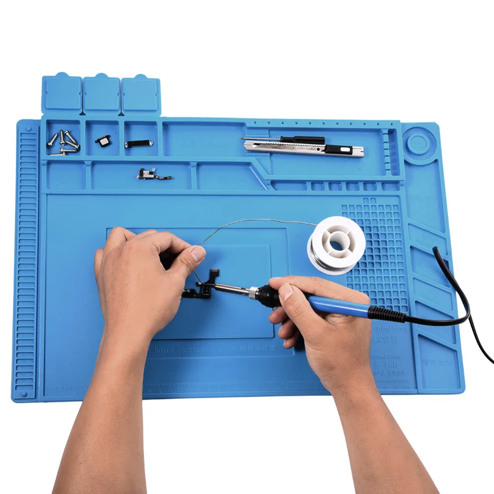 Heat Insulation Silicone Pad Desk Mat Maintenance Platform for BGA Soldering Repair Station with Magnetic Section Tool S-160
Heat Insulation Silicone Pad Desk Mat Maintenance Platform for BGA Soldering Repair Station with Magnetic Section Tool S-160