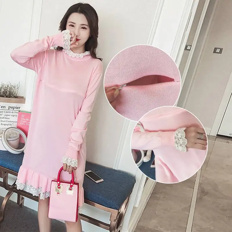 2018 autumn and winter new breastfeeding sweater lace long long sleeve knit feeding dress
2018 autumn and winter new breastfeeding sweater lace long long sleeve knit feeding dress