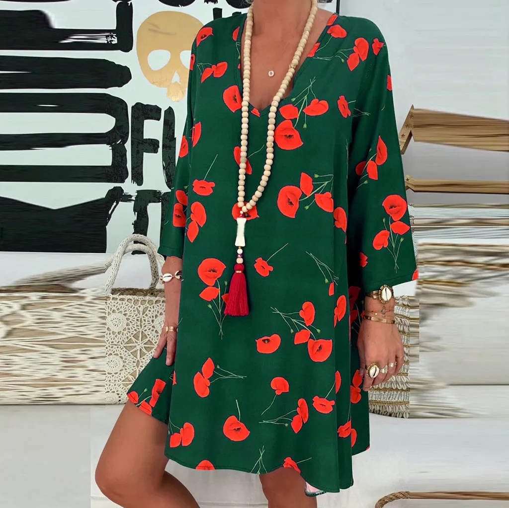 Fashsiualy summer large size Women's Hawaiian dress Women's Ladies Loose Print Three Quarter Sleeve Mini Dress Summer Dress
Fashsiualy summer large size Women's Hawaiian dress Women's Ladies Loose Print Three Quarter Sleeve Mini Dress Summer Dress