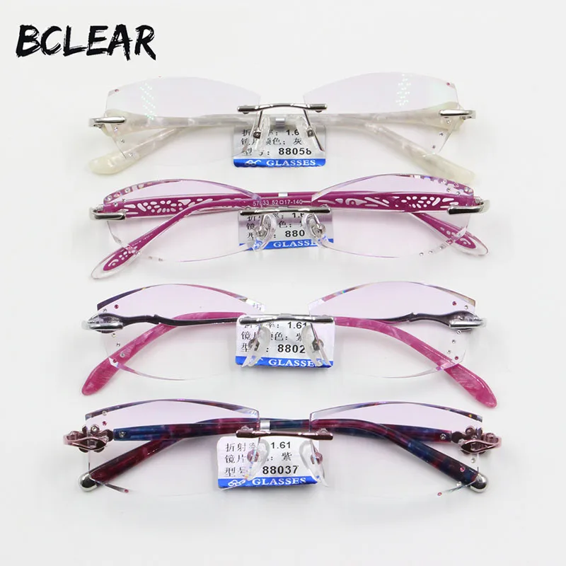 BCLEAR female diamond crystal trimming rimless glasses finished prescription eyeglasses 1.61 Asphereic Tinted EMI UV400 Lens
BCLEAR female diamond crystal trimming rimless glasses finished prescription eyeglasses 1.61 Asphereic Tinted EMI UV400 Lens