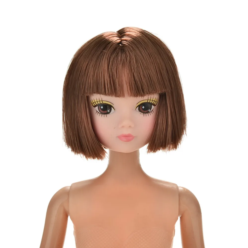 1 шт. Высококачественная резиновая голова куклы с короткими коричневыми волосами