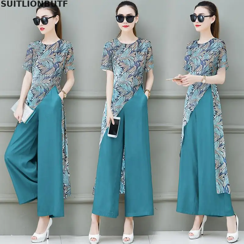 Suitlionbutf Chiffon 2 Pieces Set Women Flower Print X-long Asymmetry Zipper Tops Elastic Waist Wide Leg Pants OL Two Piece Set
Suitlionbutf Chiffon 2 Pieces Set Women Flower Print X-long Asymmetry Zipper Tops Elastic Waist Wide Leg Pants OL Two Piece Set