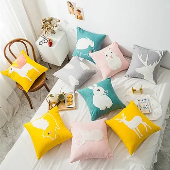 Cotton Embroidery Rabbit Deer Pegasus Pillow Cover Home Decor Pink Grey Cushion Cover Decorative PillowCase Pillow Sham 45cm
Cotton Embroidery Rabbit Deer Pegasus Pillow Cover Home Decor Pink Grey Cushion Cover Decorative PillowCase Pillow Sham 45cm