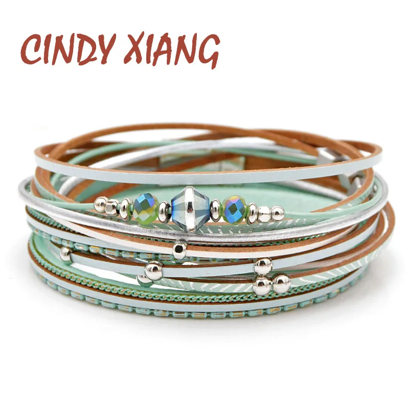 CINDY XIANG 2 Colors Choose Crystal Bead Leather Bracelets For Women Fashion Summer Design Long Twisted Cuff Bangles Good Gift
CINDY XIANG 2 Colors Choose Crystal Bead Leather Bracelets For Women Fashion Summer Design Long Twisted Cuff Bangles Good Gift