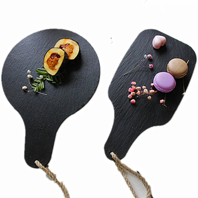 Black Slate Flat Plate stone dish Sushi Seafood Dessert Cake Muse Restaurant Tableware Steak Pizza Cake Handle Cheese food tray
Black Slate Flat Plate stone dish Sushi Seafood Dessert Cake Muse Restaurant Tableware Steak Pizza Cake Handle Cheese food tray
