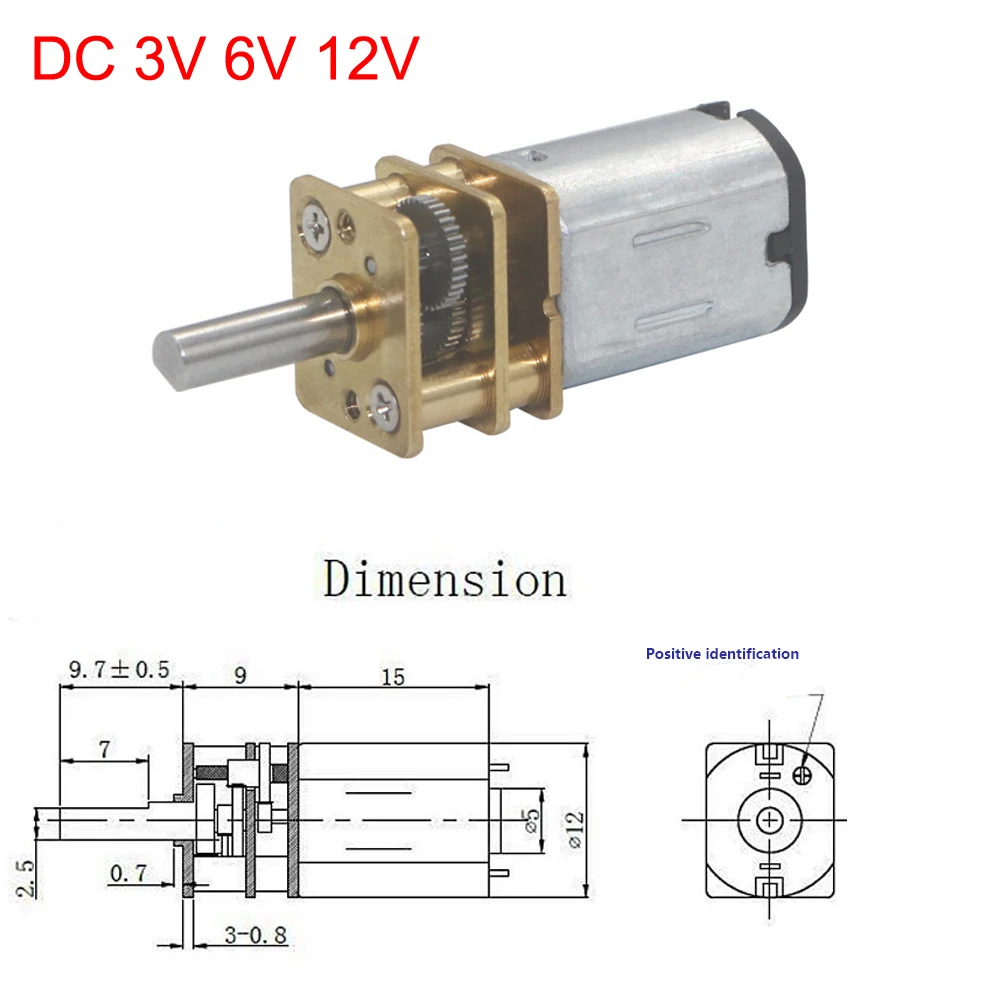 

DC 3V 6V 12V N20 Mini Micro Metal Gear Motor with Gearwheel DC Motors 15 30 50 60 100 200 300 500 600 1000RPM