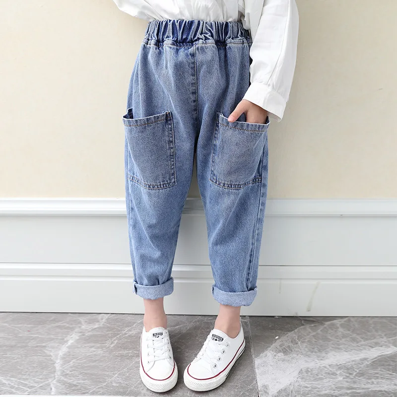 Children denim pants Loose Solid Girls Jeans 2-big Pockets Harem Pants Cotton Fashion And Leisure All-match Washed Pants 4-15T
Children denim pants Loose Solid Girls Jeans 2-big Pockets Harem Pants Cotton Fashion And Leisure All-match Washed Pants 4-15T