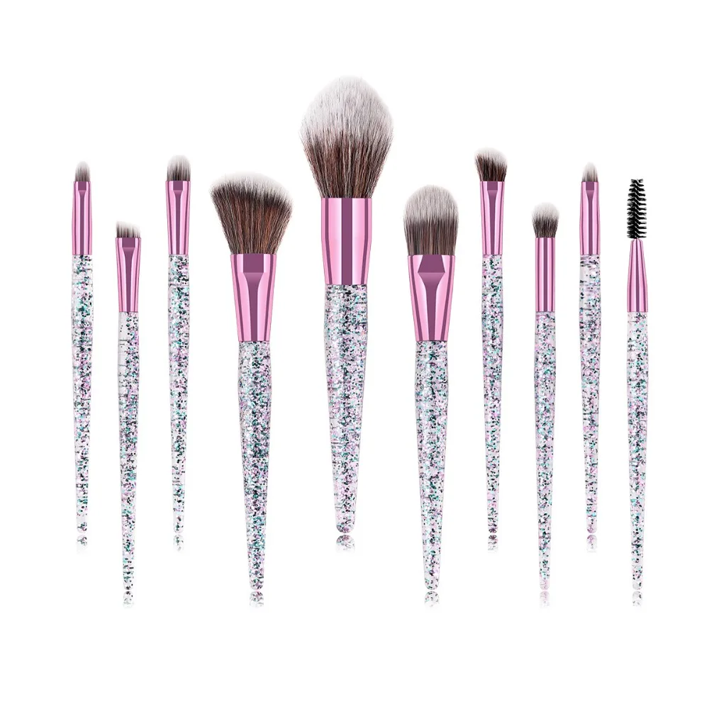 Newest professional 10pcs makeup brushes set glitter quicksand crystal handle soft nylon head for eye shadow eyebrow 3sets/lot
Newest professional 10pcs makeup brushes set glitter quicksand crystal handle soft nylon head for eye shadow eyebrow 3sets/lot