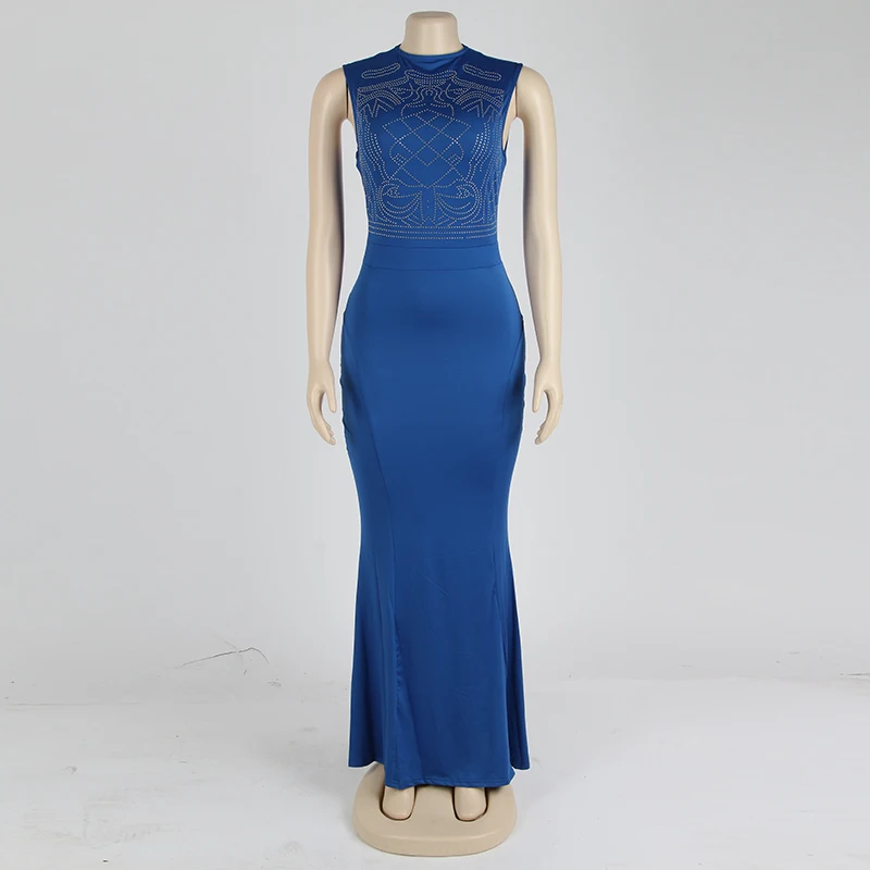 Kostlich Summer Dress Women 2017 Geometric Rhinestone O-Neck Sleeveless Sexy Women Long Dress NightClub Wear Maxi Party Dresses (32)