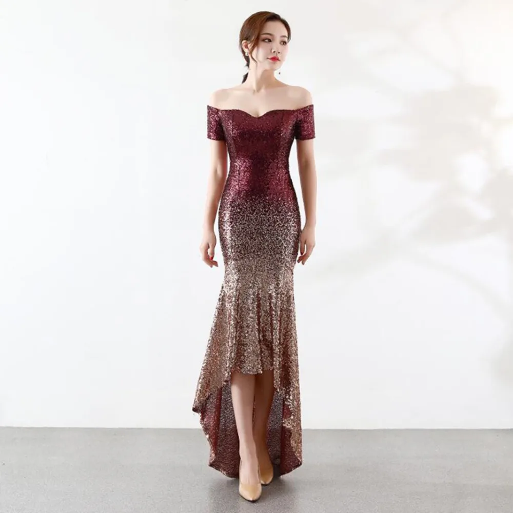 NOBLE WEISS Sexy Prom Dresses 2019 Boat Neck Gradual Sequin Asymmetrical Custom Made Mermaid Party Dress
NOBLE WEISS Sexy Prom Dresses 2019 Boat Neck Gradual Sequin Asymmetrical Custom Made Mermaid Party Dress