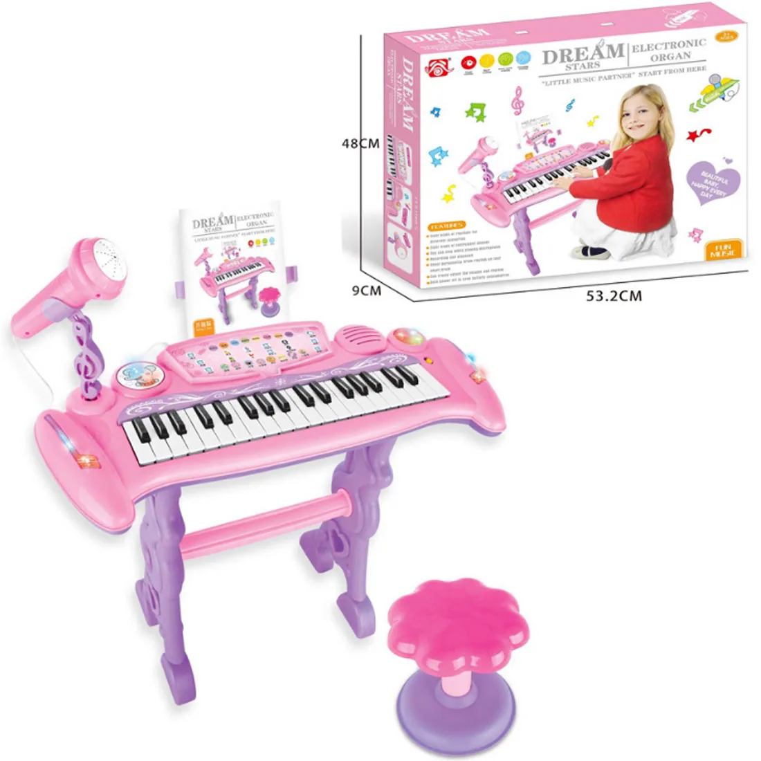 Rowsfire Children Chargable Musical Toy 37 Keys Electronic Organ with Microphone and Stool for Girls Early Education
Rowsfire Children Chargable Musical Toy 37 Keys Electronic Organ with Microphone and Stool for Girls Early Education