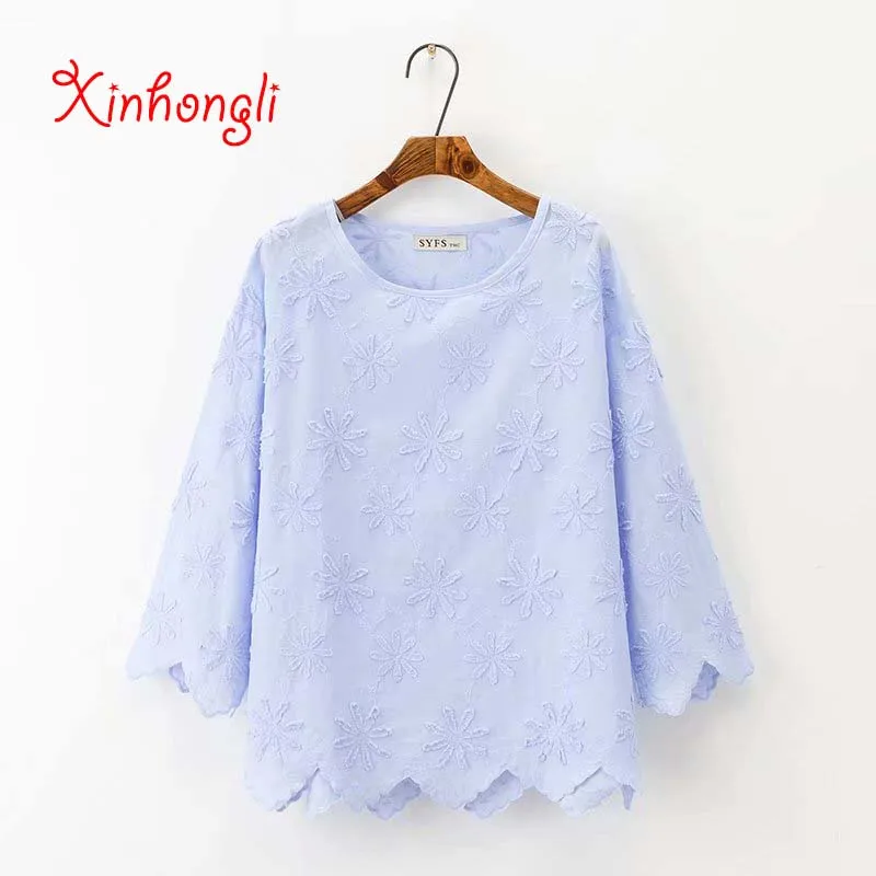Plus size Dobby cotton women loose blouse 2019 summer casual ladies o-neck shirts female Embroidery pullover tops shirts
Plus size Dobby cotton women loose blouse 2019 summer casual ladies o-neck shirts female Embroidery pullover tops shirts