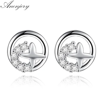 ANENJERY Silver Color Butterfly Earrings Micro Cubic Zircon Circle Stud Earrings For Women brincos S-E204
ANENJERY Silver Color Butterfly Earrings Micro Cubic Zircon Circle Stud Earrings For Women brincos S-E204