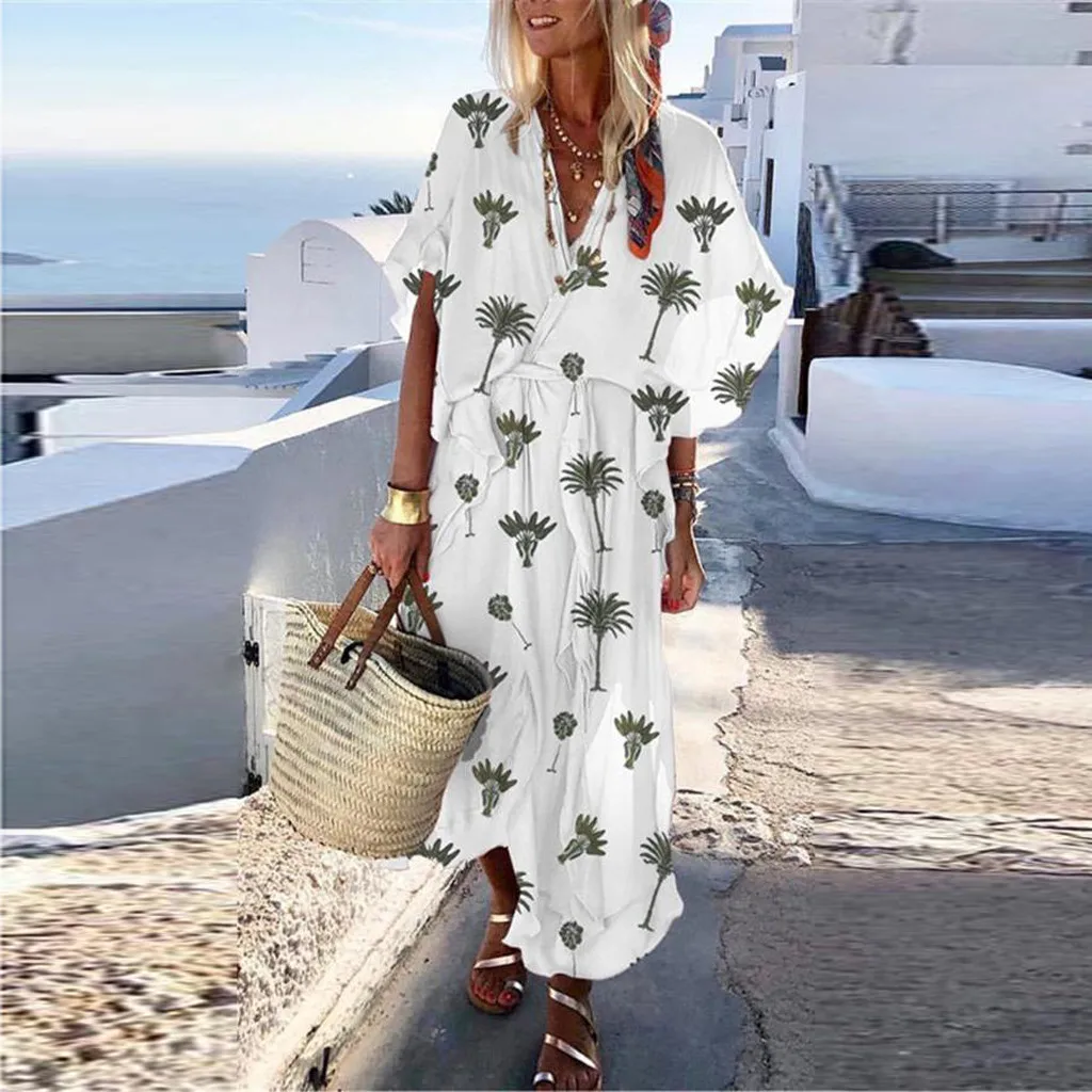 2019 Vestidos Plus Size Summer Beach Sundress Women Boho Long Dress Loose Short Sleeve Coconut Printed Long Maxi Dress Robe
2019 Vestidos Plus Size Summer Beach Sundress Women Boho Long Dress Loose Short Sleeve Coconut Printed Long Maxi Dress Robe