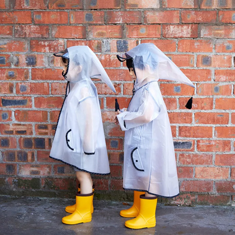 Children EVA Raincoat Kids Waterproof Poncho Outerwear Boys Girls Hooded Tassel Transparent Rainwear Overalls Clj078
Children EVA Raincoat Kids Waterproof Poncho Outerwear Boys Girls Hooded Tassel Transparent Rainwear Overalls Clj078