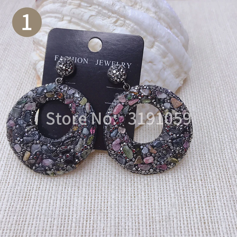 

Fashionable and simple atmosphere enchased individual character joker natural stone circular earrings female