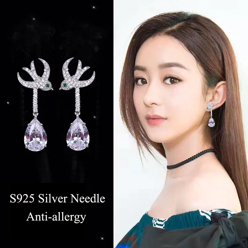 AAA Fashion Water Droplets Cubic Zirconia Swallow Earrings Exquisite Pave CZ Crystals Silver Drop Earrings For Women
AAA Fashion Water Droplets Cubic Zirconia Swallow Earrings Exquisite Pave CZ Crystals Silver Drop Earrings For Women
