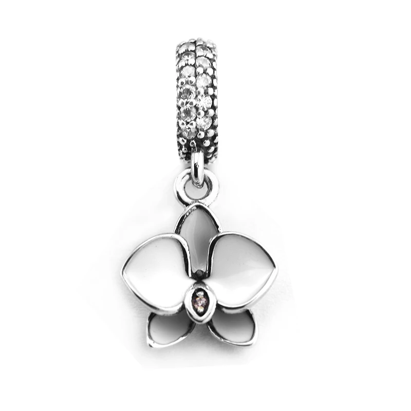925 Sterling Silver White Enamel Orchid Dangle Charm With Pink CZ Fits pandora Bracelets Beads Women Jewelry DIY Accessories
925 Sterling Silver White Enamel Orchid Dangle Charm With Pink CZ Fits pandora Bracelets Beads Women Jewelry DIY Accessories