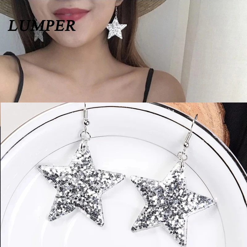 LUMPER Jewelry Elegant Gift Hook Earrings Star Retro Paillette Drop Pendant Silver Color Five-pointed star Shiny Bling Bling 07
LUMPER Jewelry Elegant Gift Hook Earrings Star Retro Paillette Drop Pendant Silver Color Five-pointed star Shiny Bling Bling 07