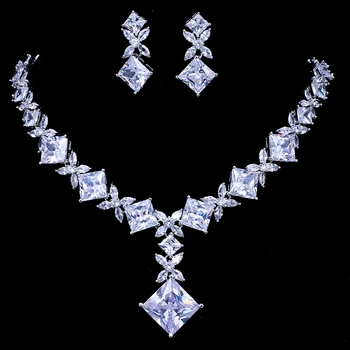 Emmaya Brand Cubic Zircon Bridal Jewelry Sets Silver Color Necklace Earrings Set Wedding Jewelry Parure Bijoux Femme Party
Emmaya Brand Cubic Zircon Bridal Jewelry Sets Silver Color Necklace Earrings Set Wedding Jewelry Parure Bijoux Femme Party