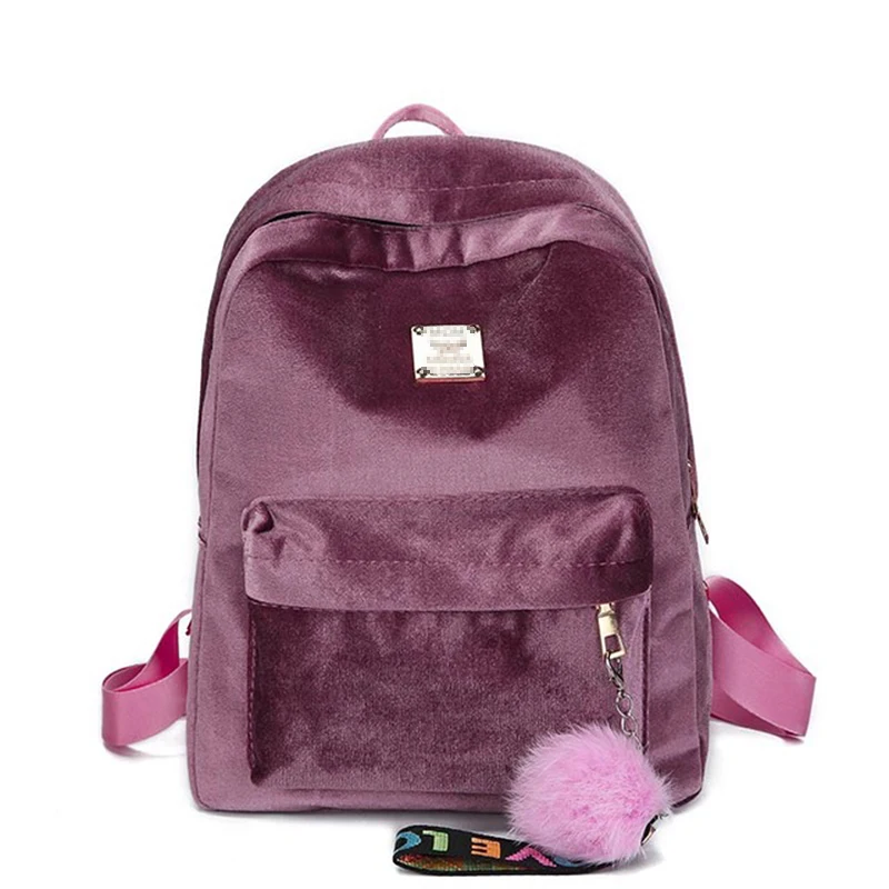 2020 Women Velvet Backpack pink Casual Zipper Travel backpack for Teenage Girls big school bag with Hairball M494
2020 Women Velvet Backpack pink Casual Zipper Travel backpack for Teenage Girls big school bag with Hairball M494