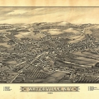 Vintage Map of Waterville New York 1885 Oneida County Poster Print (18 x 24)