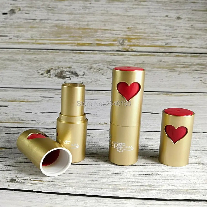 Golden Lipstick Tube Black Empty Lip Balm Tube DIY Heart-shaped Lipstick Container Empty Lipbalm Tube Cosmetic Container (5)