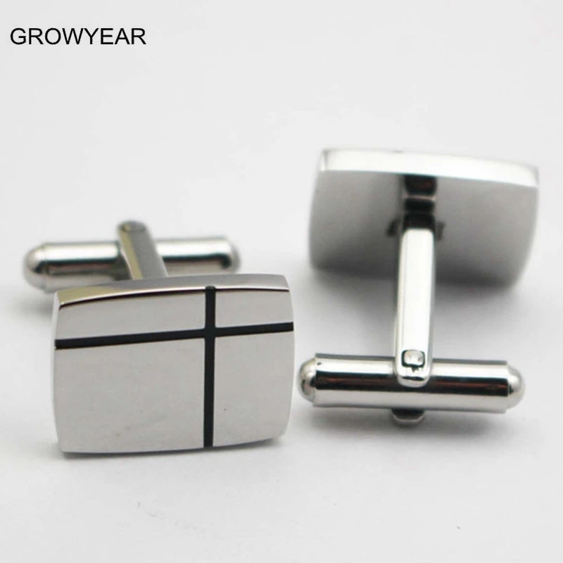 Classic Rectangle Stainless Steel Cufflinks Silver color Men Suit Shirt Cufflinks With Black Enamel
Classic Rectangle Stainless Steel Cufflinks Silver color Men Suit Shirt Cufflinks With Black Enamel