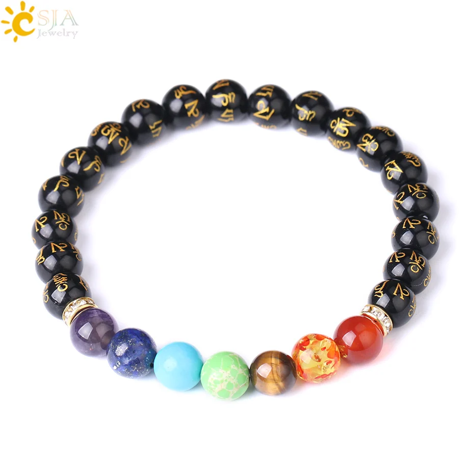 CSJA Natural Stone Black Red Onyx Agates Bracelet Tibetan OM Buddhism 7 Chakras Prayer Mala Beads Bracelets for Women Men F283
CSJA Natural Stone Black Red Onyx Agates Bracelet Tibetan OM Buddhism 7 Chakras Prayer Mala Beads Bracelets for Women Men F283